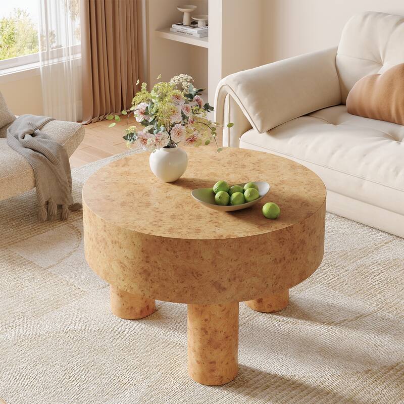 31.5-Inch Round Coffee Table for Living Room - Brown