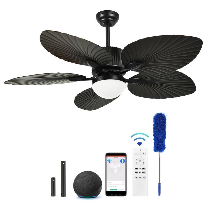 Moasis 52" Palm Leaf Fan Smart Tropical Ceiling Fan with LED Light and Remote