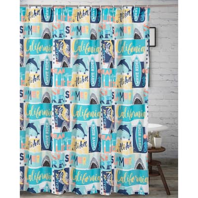 Greenland Home Fashions Wave Rider Shower Curtain - 72 x 72 inches