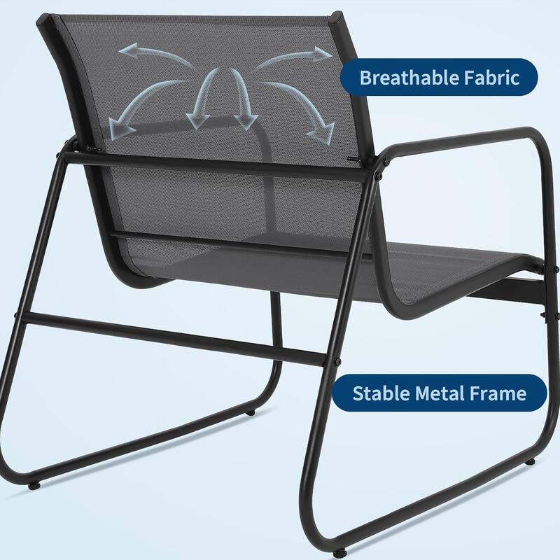 4-Piece Outdoor Patio Set – Steel Frame, Textilene Fabric & Tempered Glass Table for Balcony/Backyard