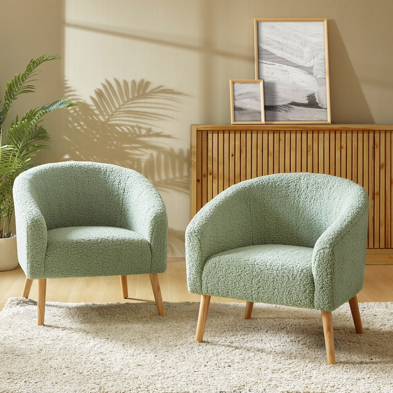 Sheila Modern 30"W Boucle Armchair with Solid Wood Legs Set of 2 by HULALA HOME