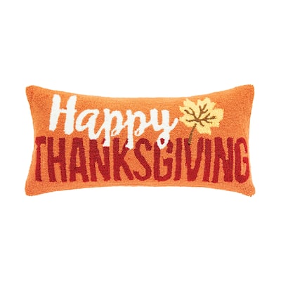 Happy Thanksgiving Hooked Throw Pillow