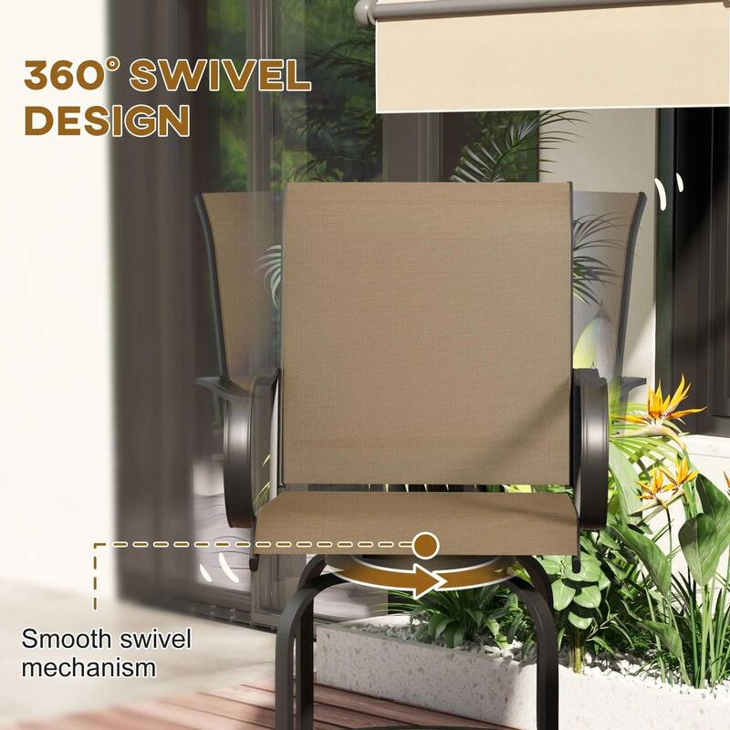 Outdoor Bar Stools Set of 2, 360° Swivel Bar Height Chairs