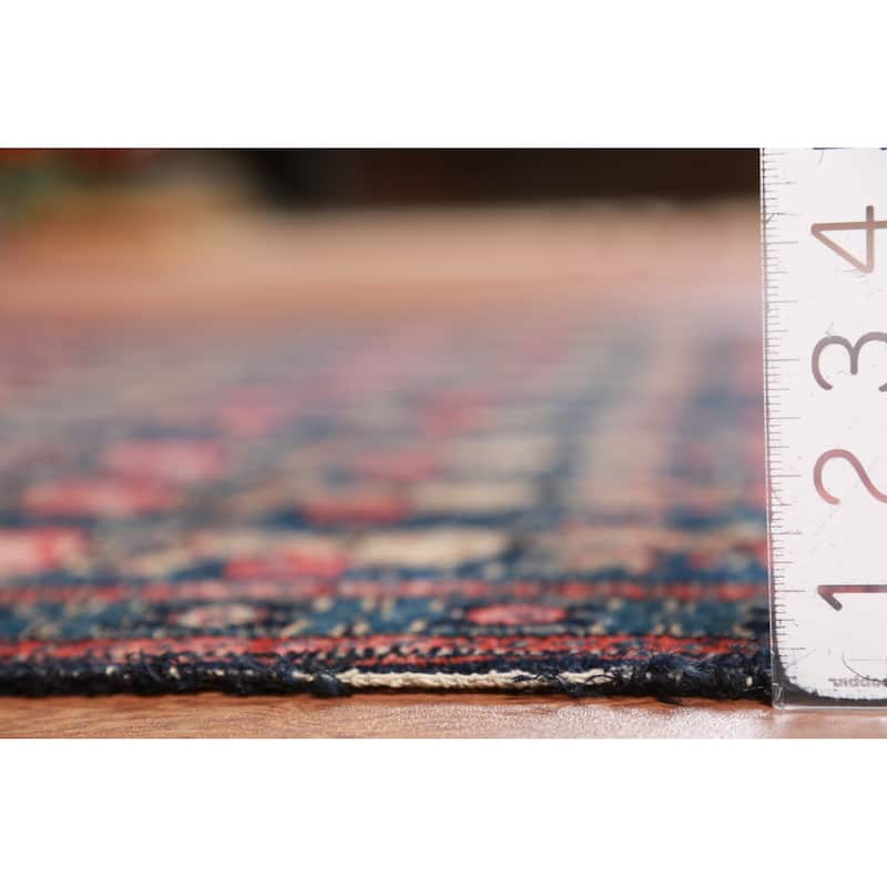 Hand Knotted Oriental 100% Wool Carpet Traditional All-Over Navy Blue & Blues Senneh Area Rug - 6' 3'' X 4' 3''
