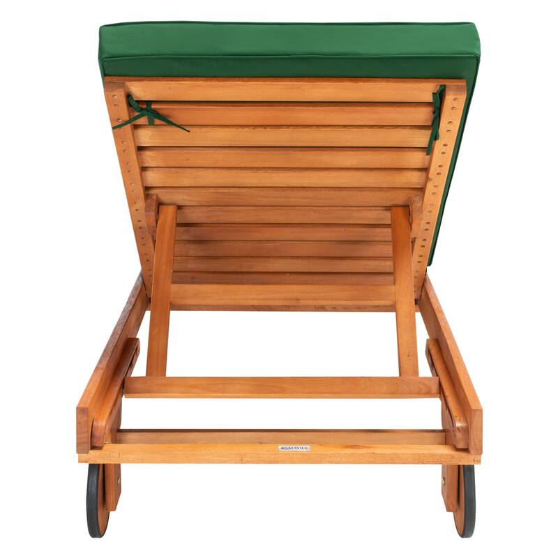 SAFAVIEH Outdoor Aubrie Adjustable Chaise Lounge Chair with Wheel.