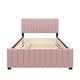 preview thumbnail 4 of 6, Pink Full Size Upholstered Bed w/ Twin Trundle Bed Slat Bed Frame