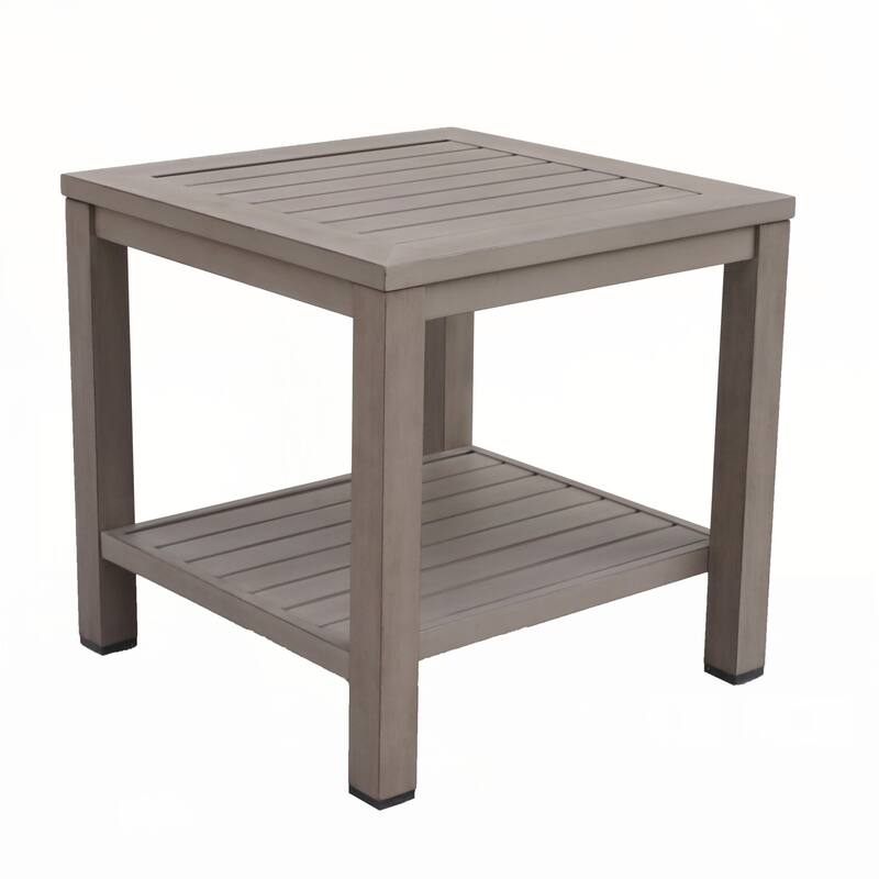 Aluminum End Table with Shelf