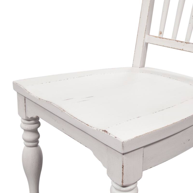 Magnolia Manor Antique White Weathered Bark Opt 6 Piece Leg Table Set