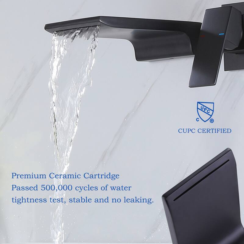 Modland Wall Mounted Bathroom Waterfall Faucet Widespread with 3.7''W Spout