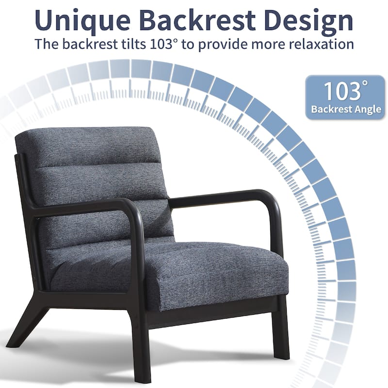 Accent Chair,Upholstered Reading Armchair with Solid Wood Frame