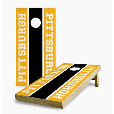 Pittsburgh Steelers Striped Cornhole Game (Choose Wraps or Boards)