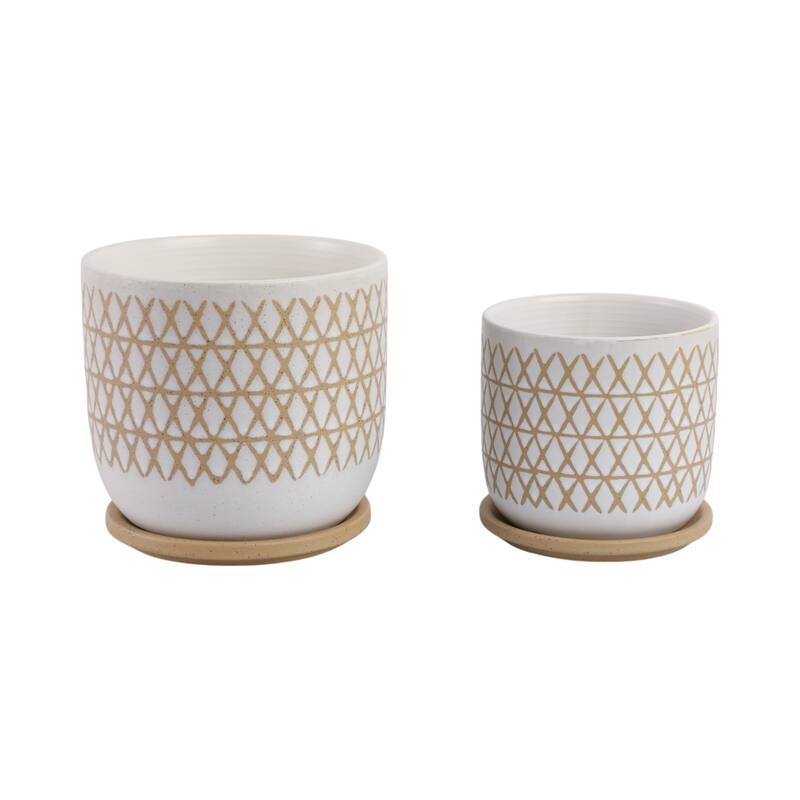 Ceramic Circular Saucer Planters Set of 2 - 6/8 in.