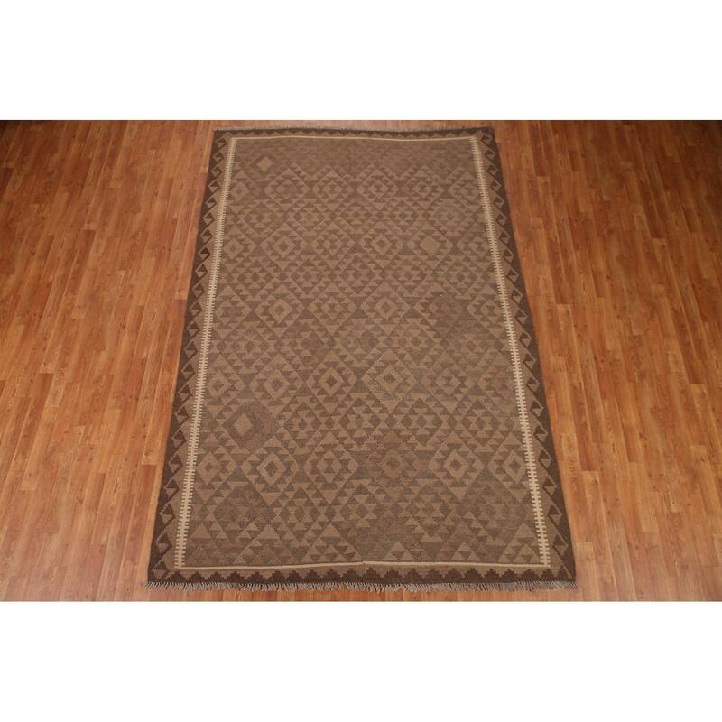 Hand-woven Geometric Kilim Area Rug Oriental Wool Carpet - 6'6"x 9'8"