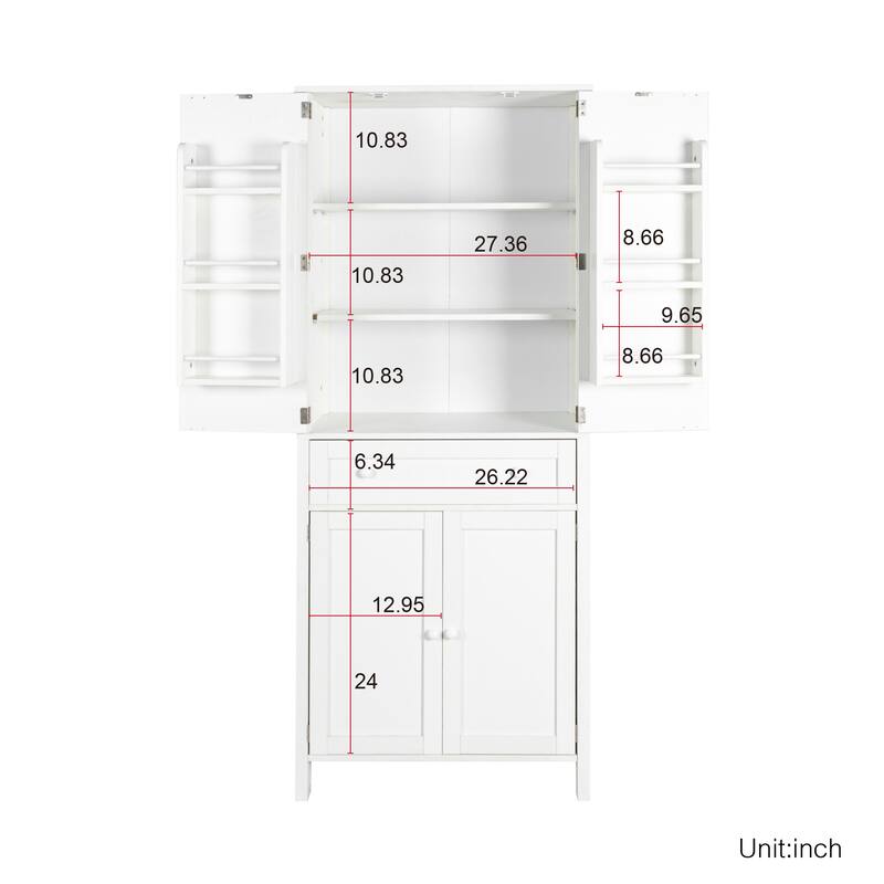 70.87" Tall Kitchen Pantry, Storage Cabinet, Kitchen Cabinet with Drawer and Adjustable Shelves for Kitchen and Dining Room