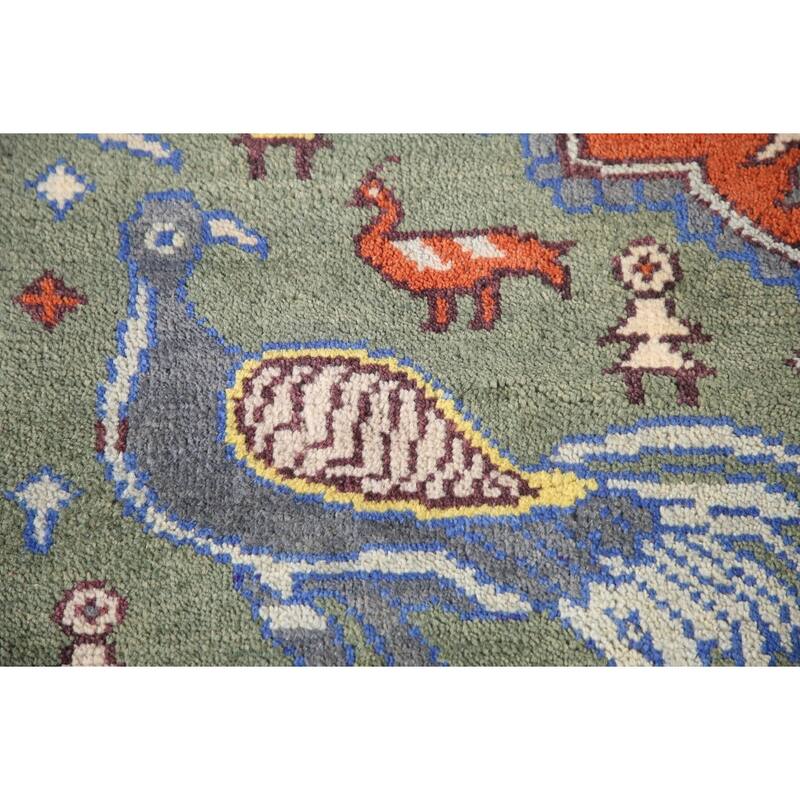Animal Pictorial Ziegler Area Rug Handmade Oriental Floral Wool Carpet - 7'11"x 9'10"