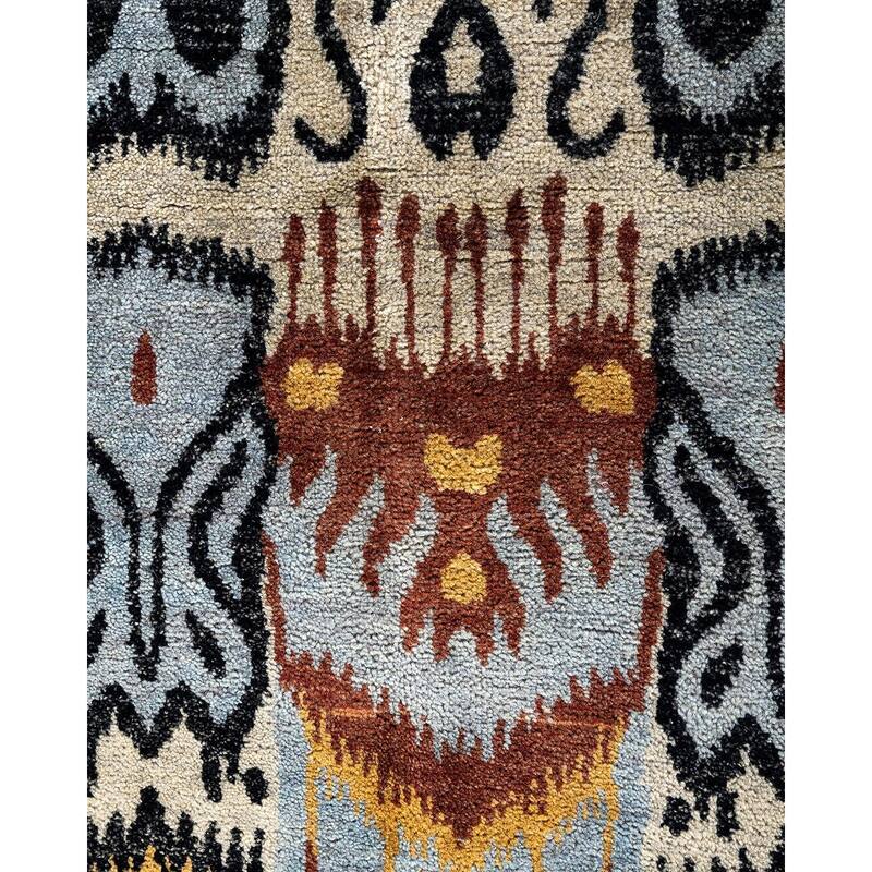 Ikat One-of-a-Kind Hand-Knotted Area Rug - Beige, 8' 2" x 10' 1" - 8' 2" x 10' 1"