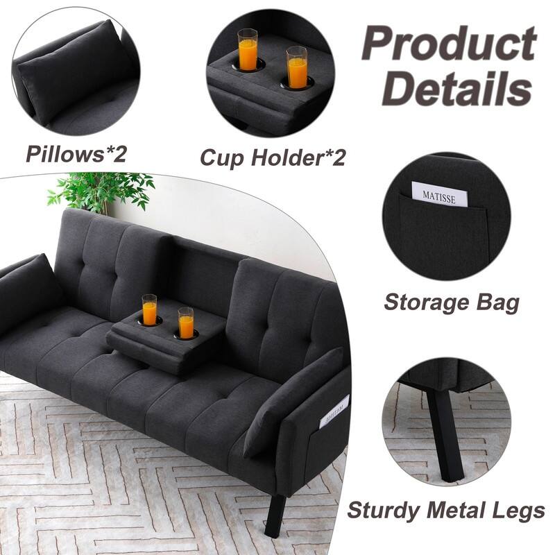 70" Cotton And Linen Cushion Sofa