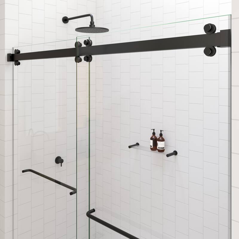 Polaris 60 in. x 78 in. Fully Frameless Glass Sliding Bypass Shower Doors with Square Hardware