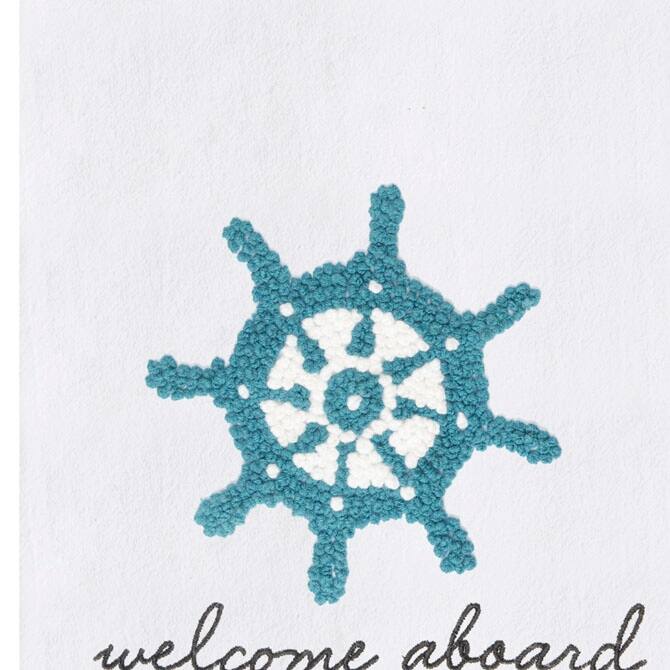 Ships Wheel French Knot Flour Sack Kitchen Towel
