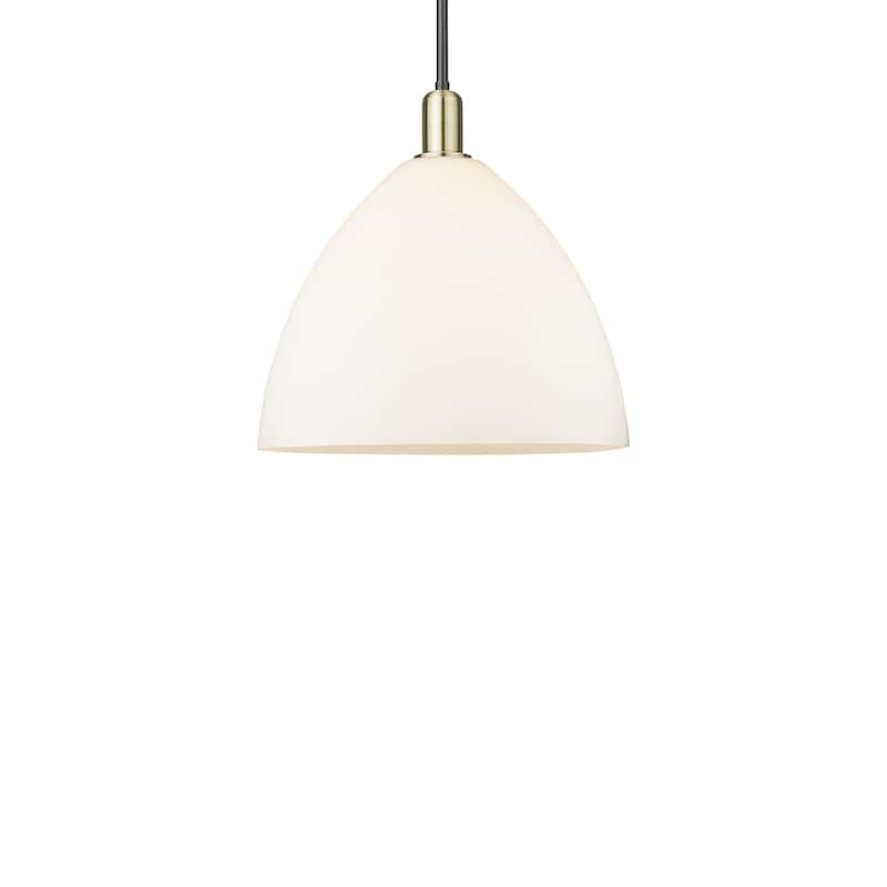 Innovations Lighting 716-1S-18-16 Bristol Pendant Bristol 16" Wide - Black Antique Brass / Matte White