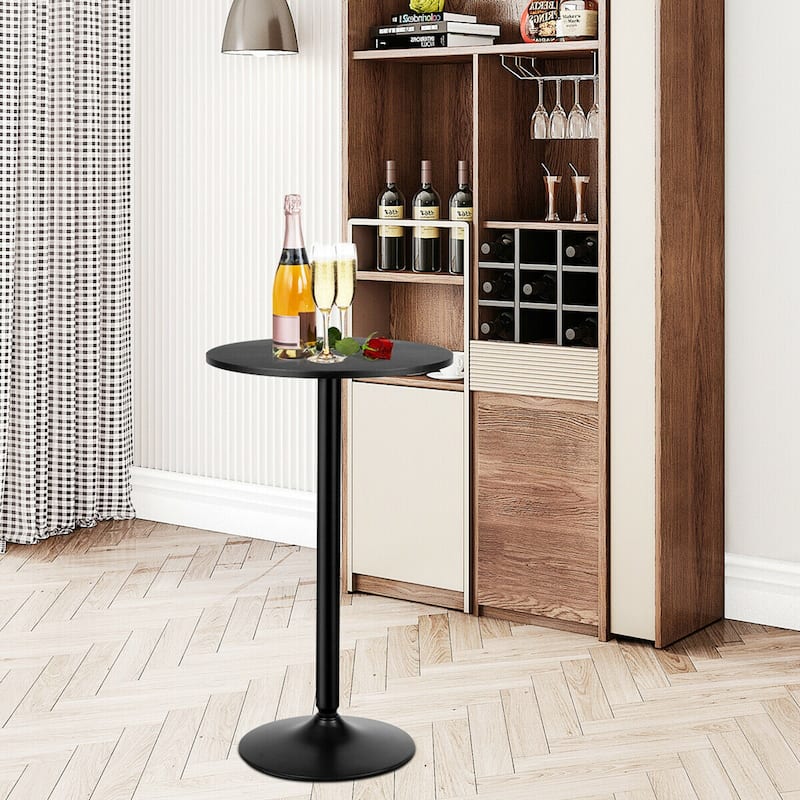 Gymax 4 PCS Round Pub Table 24'' Bistro Bar Cocktail Table w/Metal