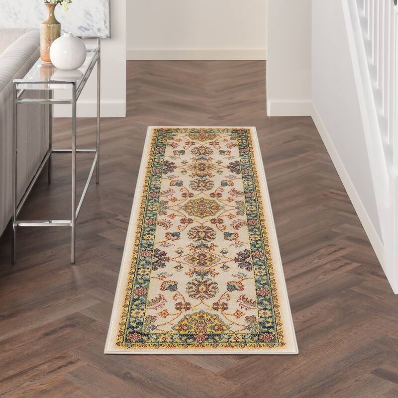Nourison Sandy Indoor/Outdoor Persian Area Rug - 2'2"x7'6" - Ivory/Gold