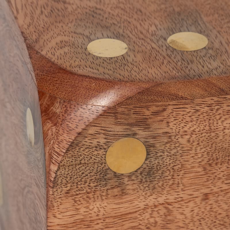 Sagebrook Home Wood, Dice, Antique Brown, Square, Solid Color