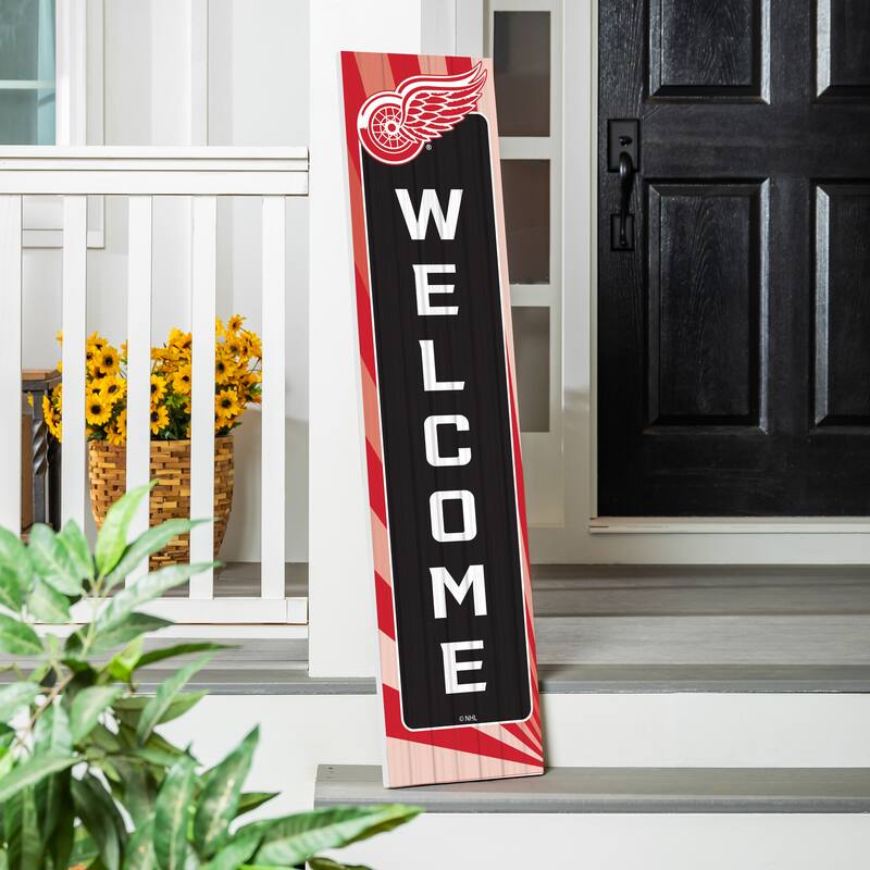47" Porch Leaner Welcome Wall Sign, Detroit Red Wings - Black