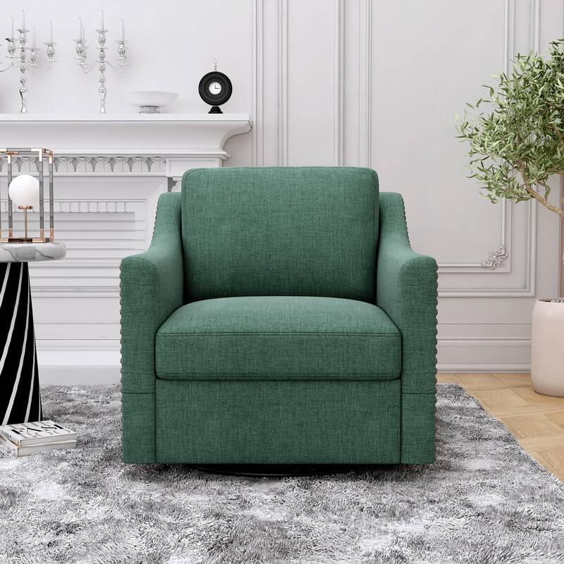 360degree Swivel Accent Armchair Linen Blend Modern Soft Velvet