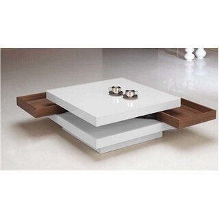 Curated visual reference: Fresh Look at White Lacquer Coffee Table With Hideaway Storage Walnut Wood