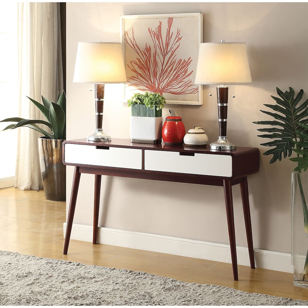 Vyara Espresso and White 2-drawer Sofa Table