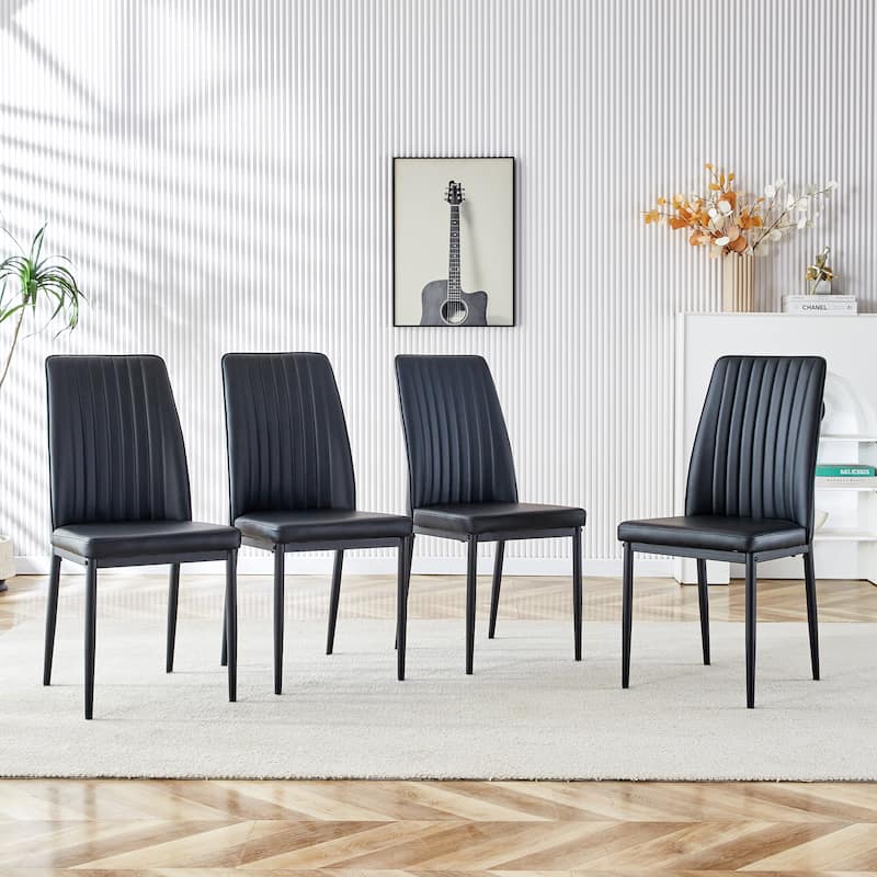 Modern Dining Chairs Set of 6, with PU Upholstered Seat and Metal Legs