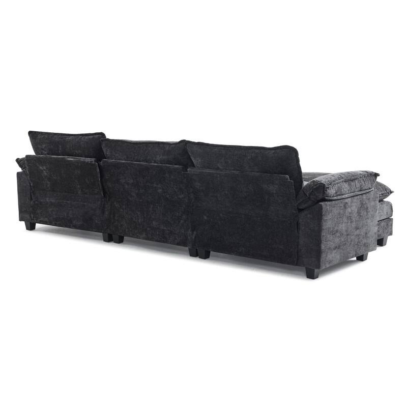 Double Layer Cushion Cloud Couch, Moludar Sofa With Reversible Ottoman For Living Room