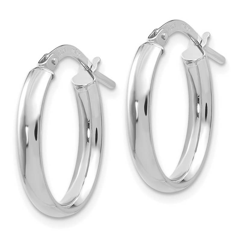 Curata 10k Yellow Gold Polished White Gold Domed 19x2.75mm Oval Hoop Earrings
