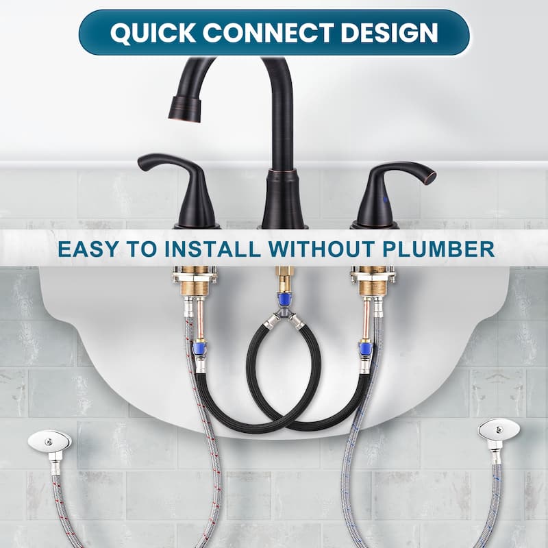 WOWOW 3-Hole Widespread Double Handle Bathroom Faucet