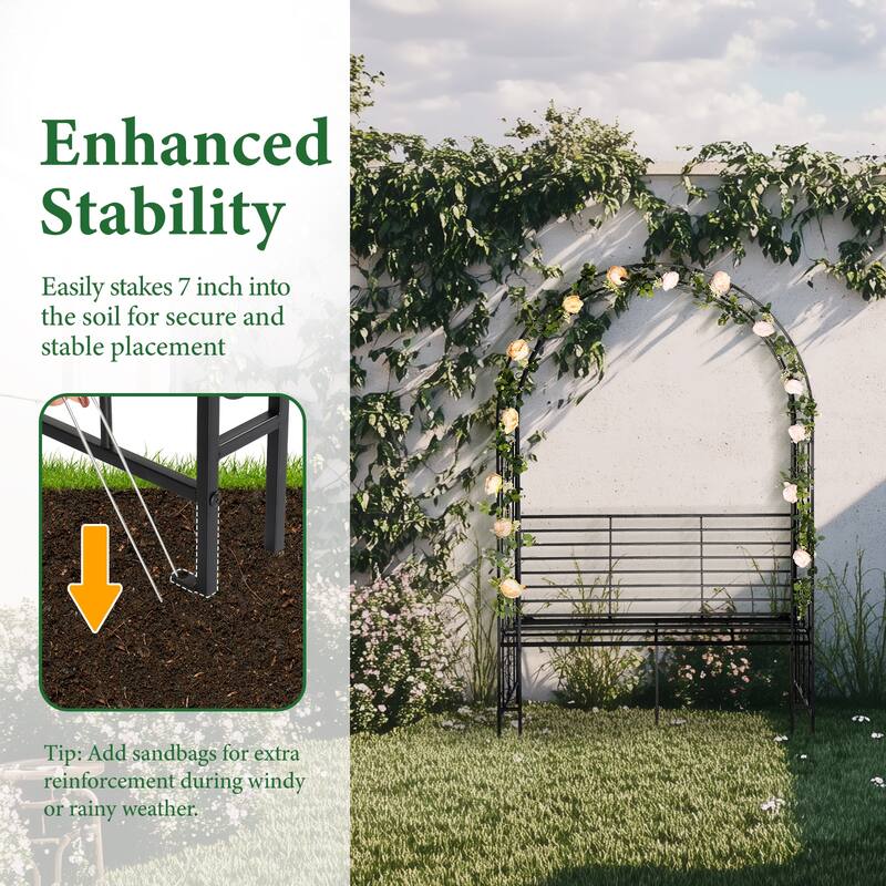 79.5” High Black Metal Garden Trellis for Roses Climbing Flowers Vines and Outdoor Gardens - 53.4” x 23” x 79.5”