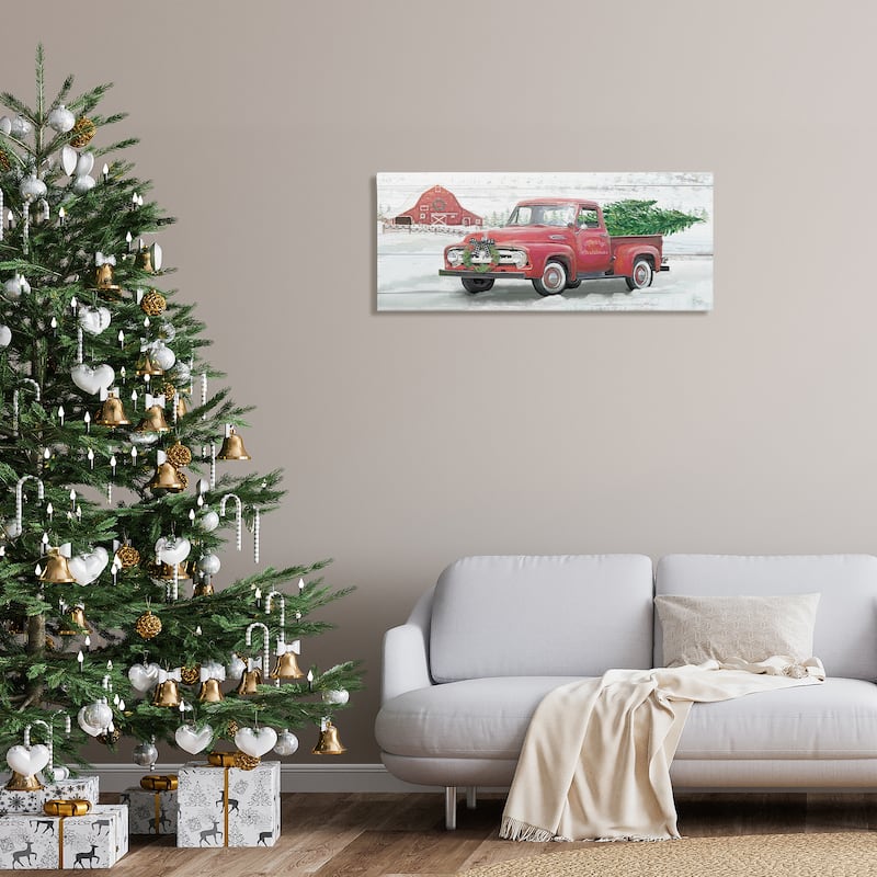 Stupell Christmas Truck on Snowy Farm Canvas Wall Art Design By Mollie B.