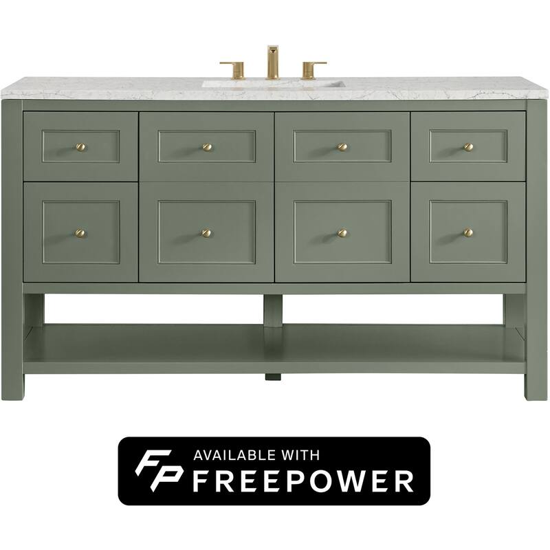 James Martin Vanities 330-V60S-FEJP Breckenridge 60" Free Standing - Smokey Celadon