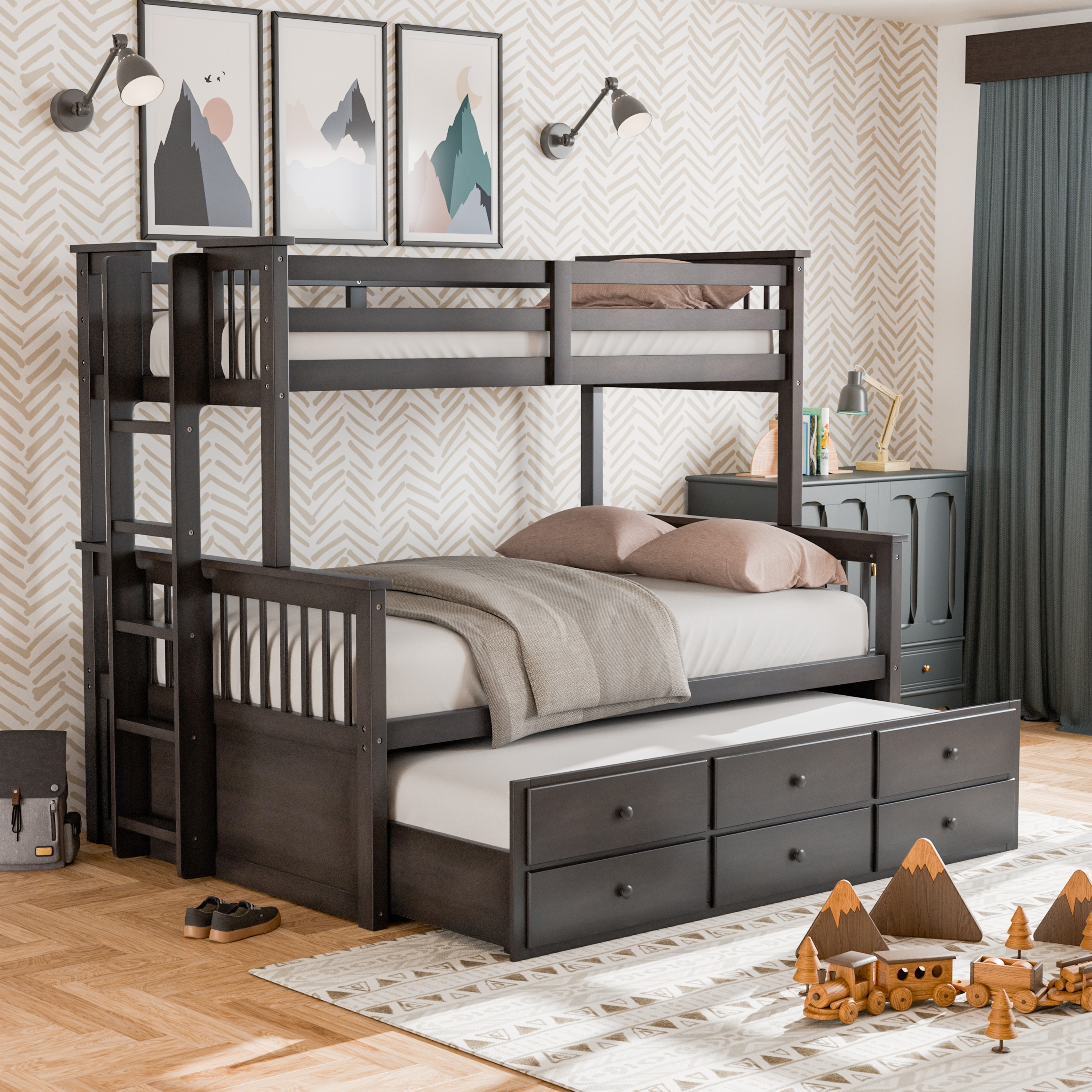 Furniture of america rodman twin xl over queen bunk bed with trundle by foa shop