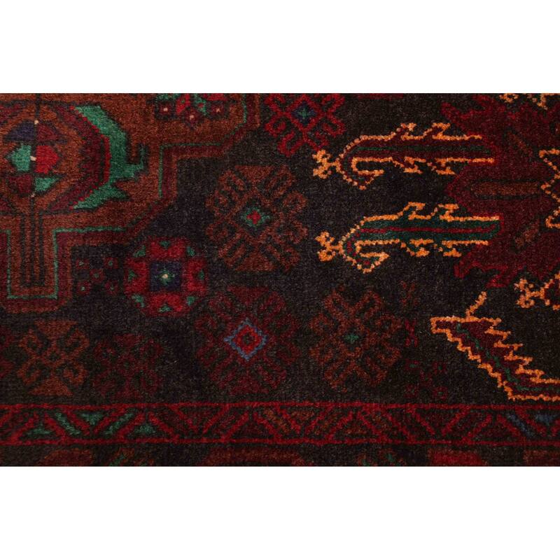 ECARPETGALLERY Hand-knotted Teimani Black, Dark Red Wool Rug - 3'8 x 7'1