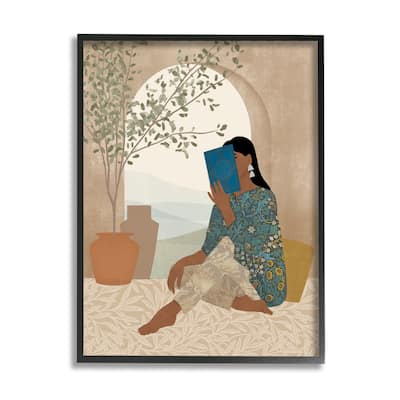 Stupell Boho Woman Reading Framed Giclee Art Design by Victoria Barnes
