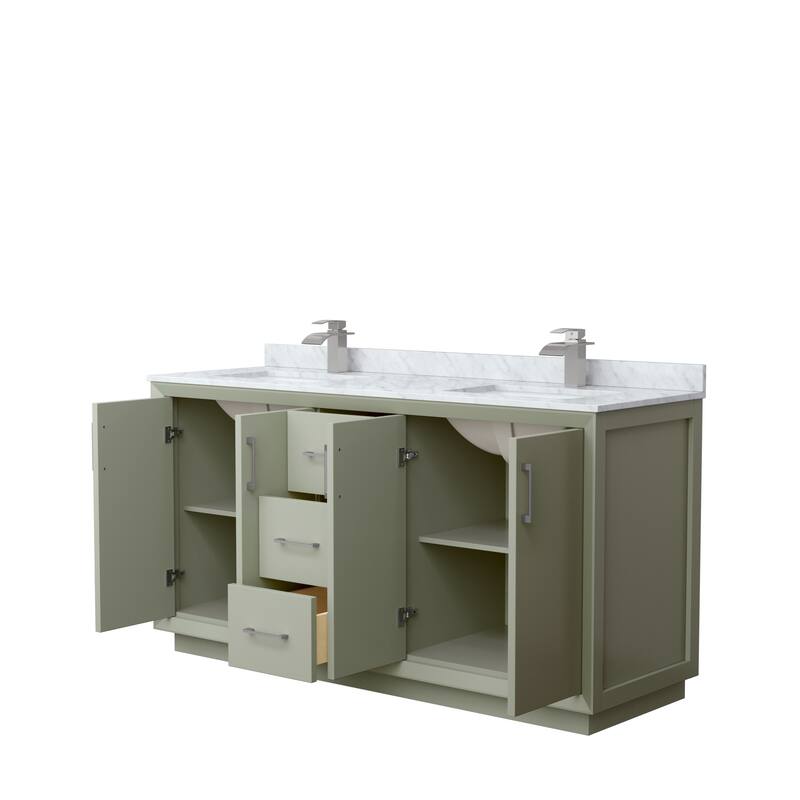 Strada 66-Inch Double Vanity Set, Carrara Marble Top