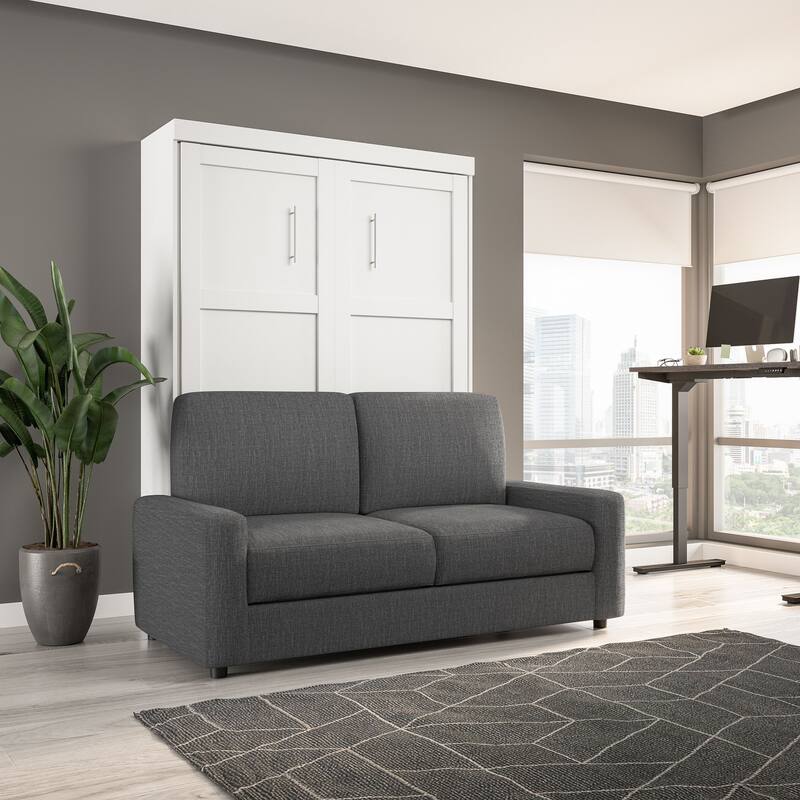 Bestar Pur Queen Murphy Bed with Sofa, Wall Bed with Couch (78W) - On ...