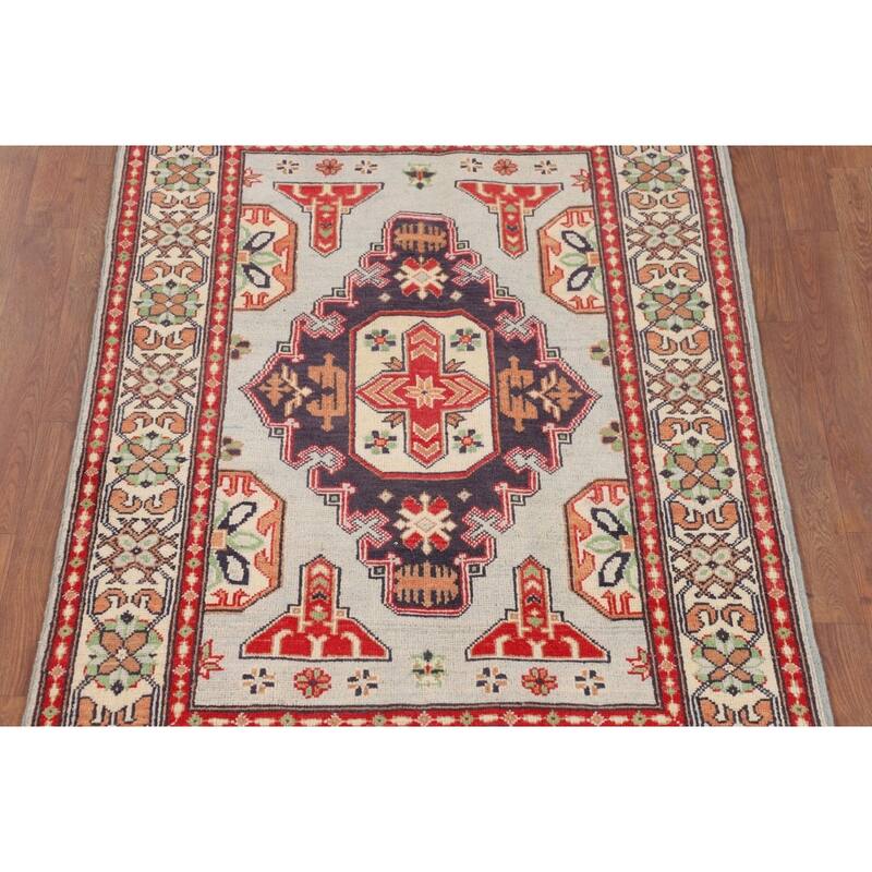 Kazak Oriental Foyer Rug Handmade Wool Carpet - 3'5" x 4'10"