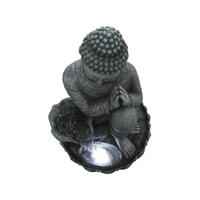 32.25" LED Lighted Sitting Buddha Outdoor Water Garden Fountain