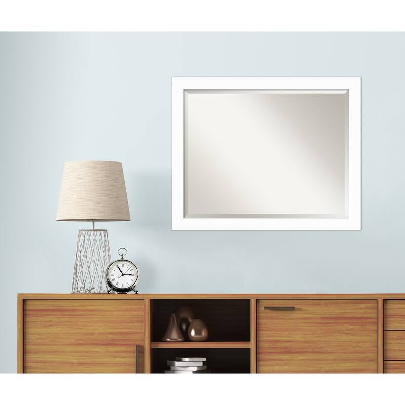 Basic Narrow Beveled Wood Framed Wall Mirror