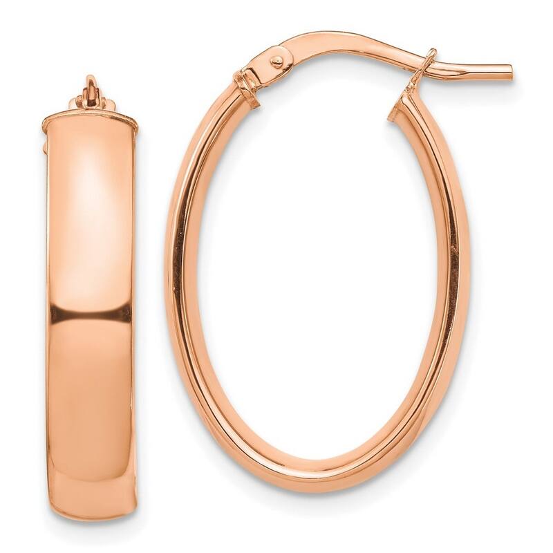 Curata 14k Rose Gold High Polished Oval Hoop Earrings - 25.35x16.77mm