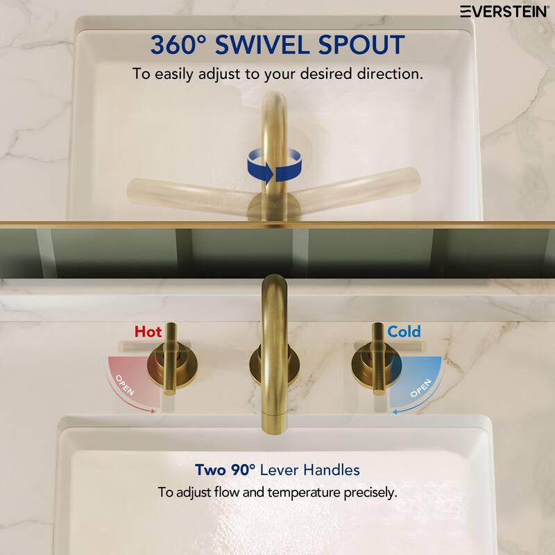 Widespread Bathroom Faucet 3 Hole, 2-Handle Bathroom Sink Faucet