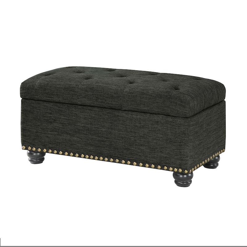 Storage Ottoman - Elegant Upholstered Design with Hidden Storage Compartment for Bedroom or Living Room