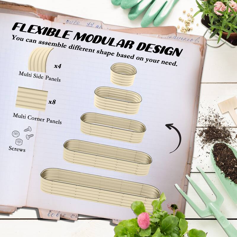 Self-Draining Design Outdoor Raised Garden Planter with Safety Edging